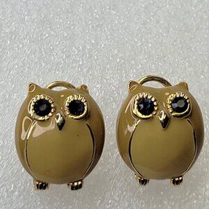 Tan Brown Owl Earrings